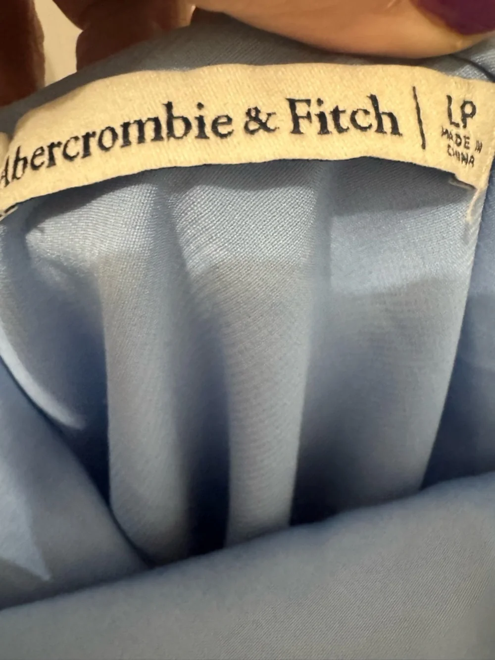 Abercrombie & Fitch Satin Blue Tie Shoulder Midi Dress Size Large Petite - Picture 4 of 5